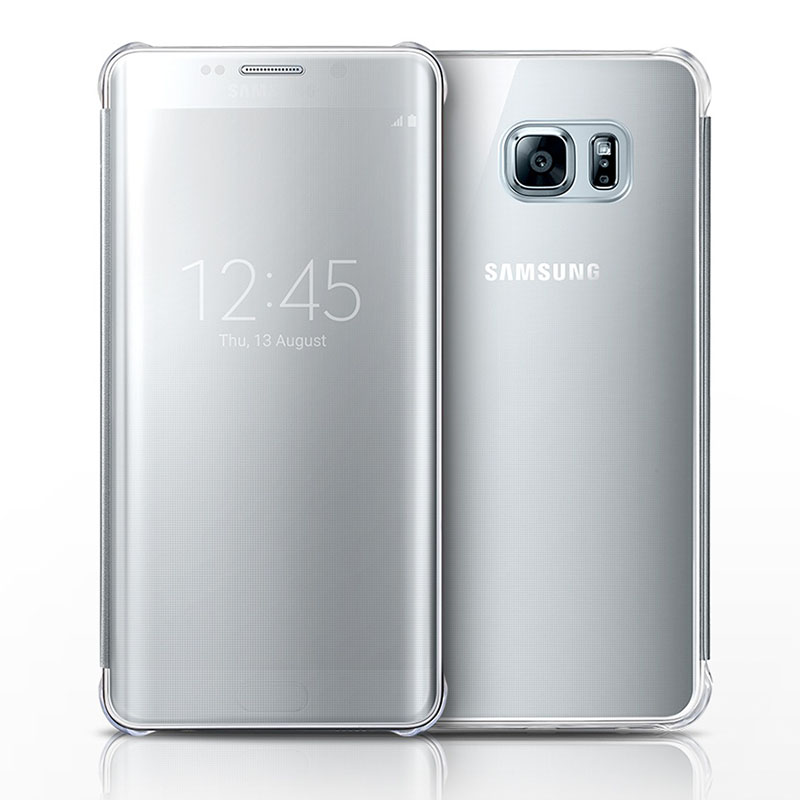 Bao da Clear View Cover Galaxy S6 Edge Plus chính hãng màu xám bạc