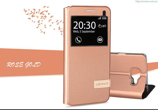 Bao da Sview Samsung A9 hiệu Usams màu hồng. 