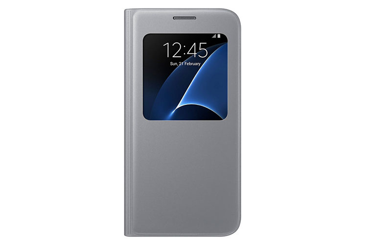 Bao da Sview Galaxy S7 chính hãng màu xám bạc
